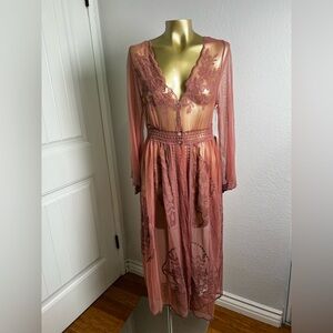 Miss Me Pink Sheer Lace Top S